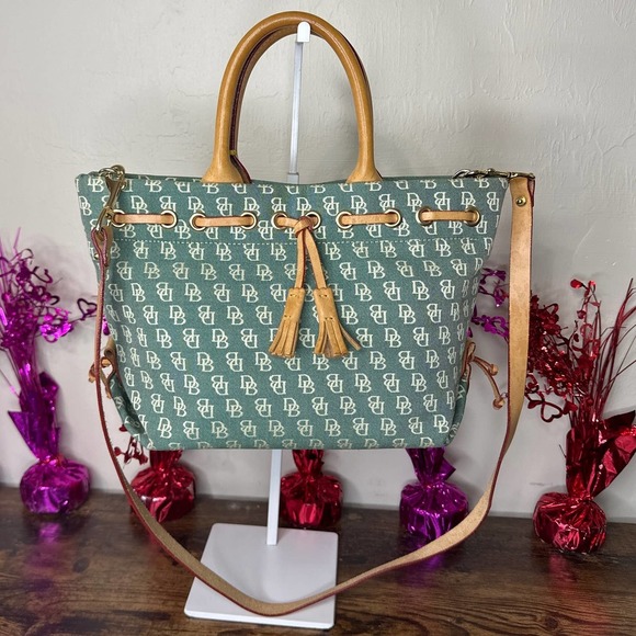 Dooney & Bourke Handbags - Dooney & BOURKE Green Signature Canvas Shoulder Bag